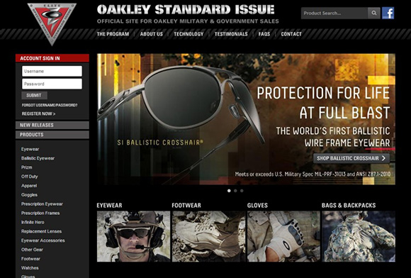 Oakley Standard Issue website