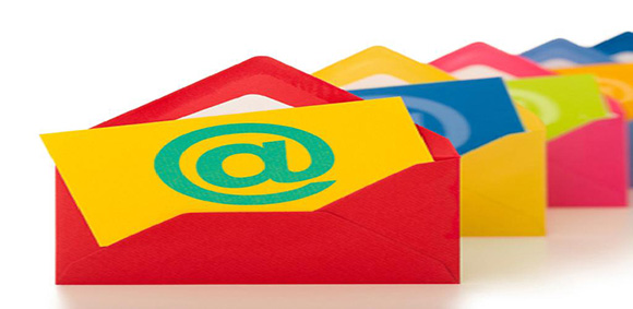 email messages in colorful envelopes