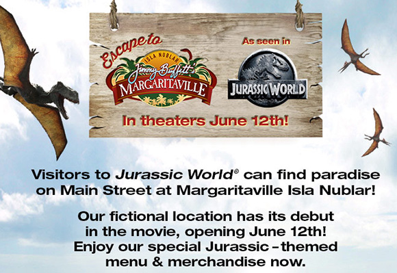 Jurassic World Escape to Jimmy Buffet’s Margueritaville sponsorship campaign