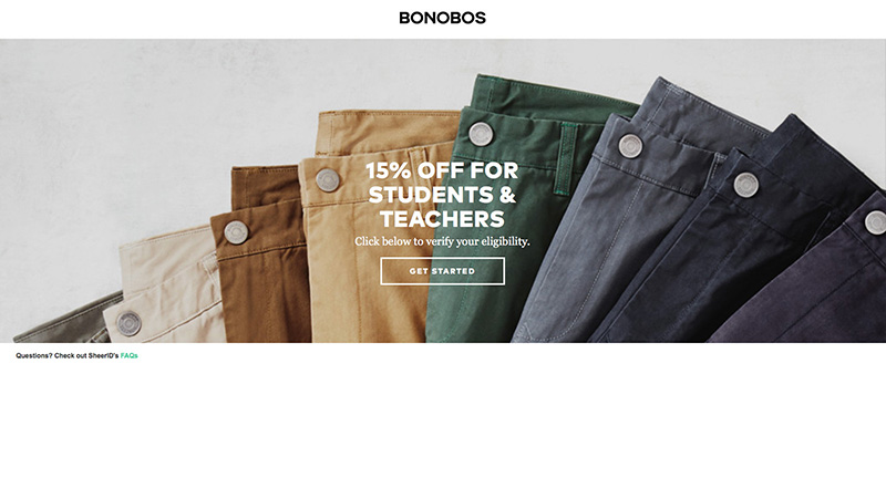 Bonobos featured 15% discount