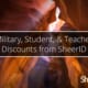 Military, Student, and Teacher Discounts from SheerID, Antelope Canyon in background