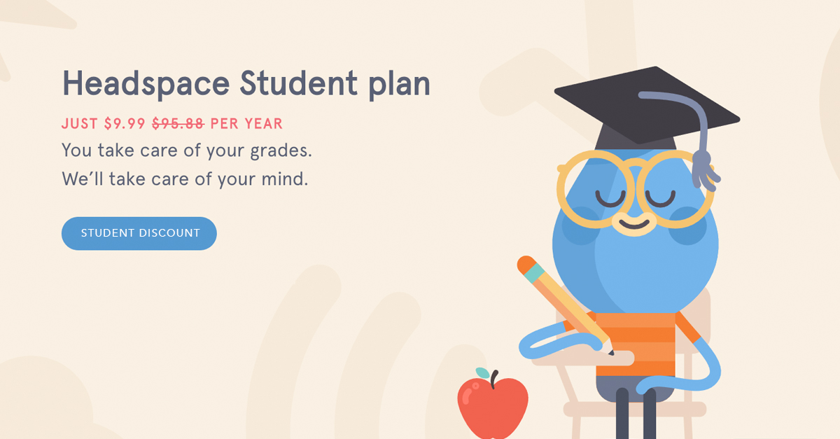 Headspace's gated offer gives students a one-year subscription to meditation sessions for just $9.99.