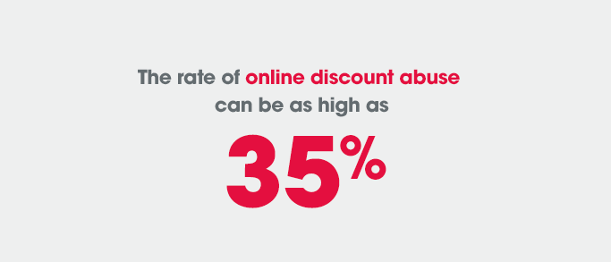 The rate of online discount abuse can be high as 35%