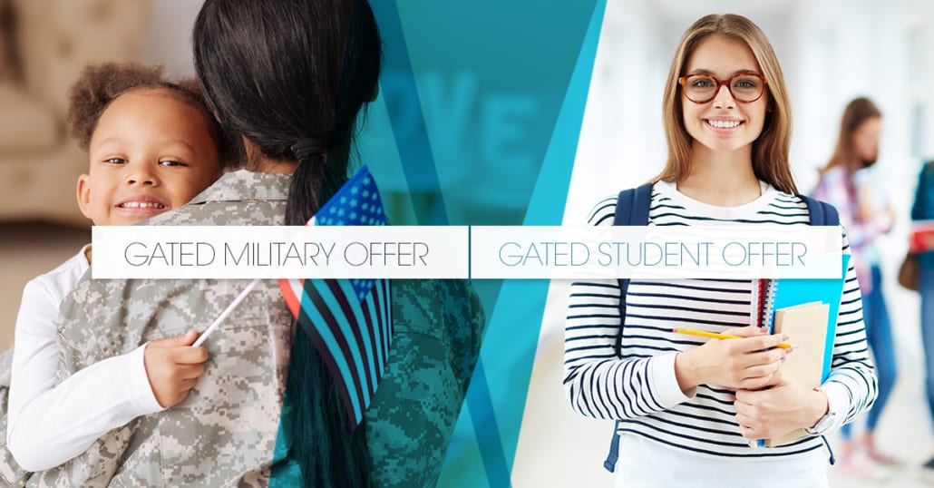 Students and the military are high value segments. Using gated offers as targeted promotions ensures you're reaching the buyers you want to.