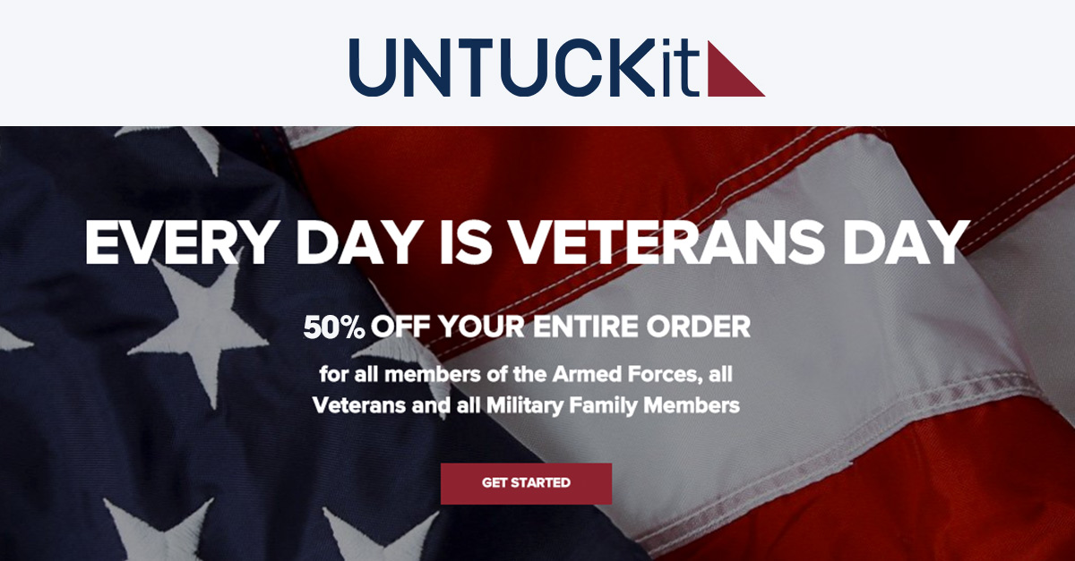 UNTUCKit boosts its marketing to the military by providing a 50% holiday discount for service members, veterans and military families.