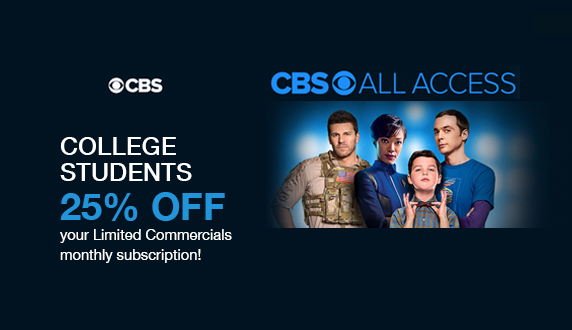 CBS All Access college student gated, exclusive offer.