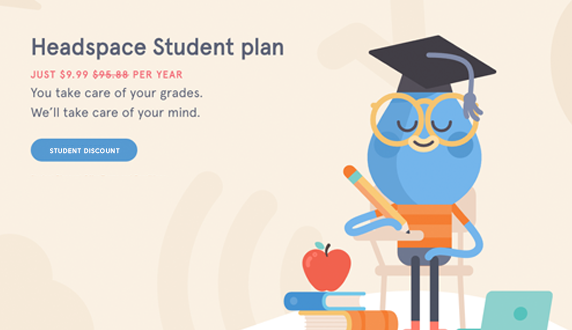 Headspace's student gated, exclusive offer.