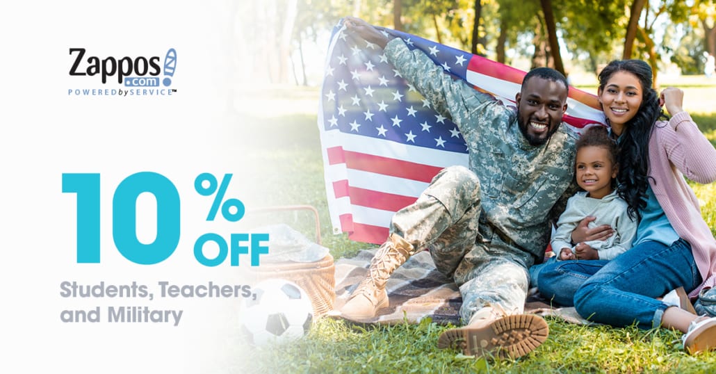 An ad that represents Zappos' personalized marketing campaigns and features a military father, wife, and daughter.