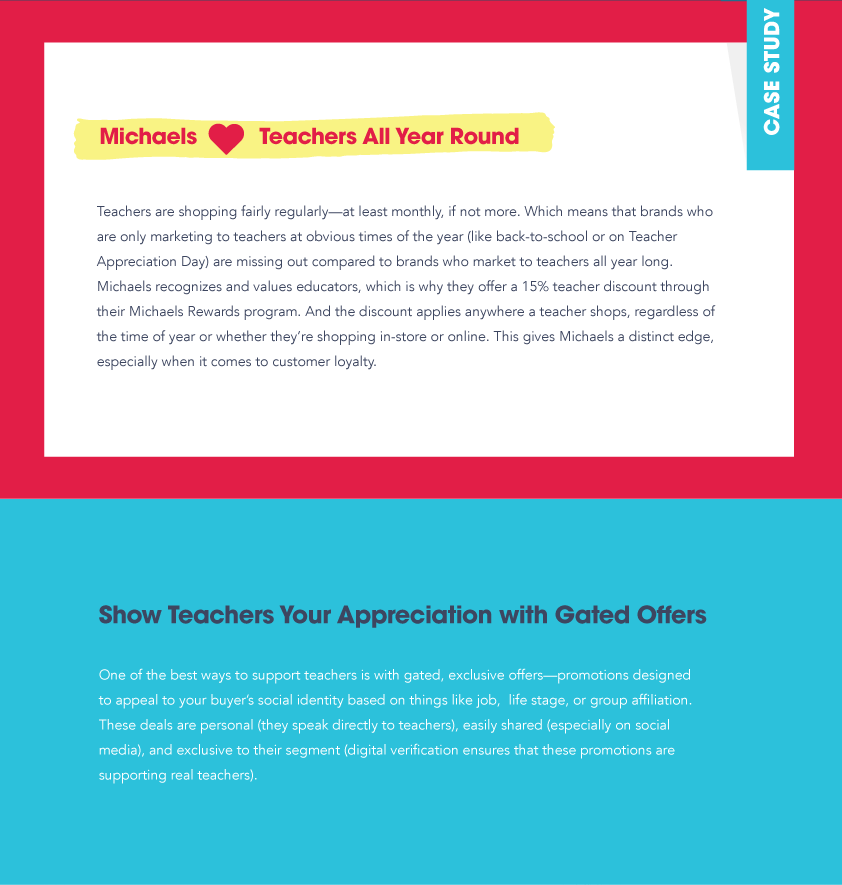 Michaels case study about marketing to teachers.