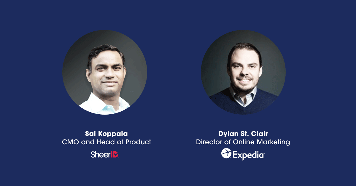 Headshots of Sai Koppala and Dan St. Clair at Skift 2019 for their conversation about Expedia's personalized offers.