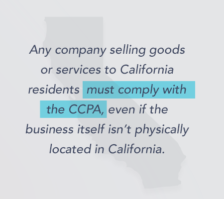 Any company selling goods or services to California residents must comply with the CCPA, even if the business itself isn't physically located in California.