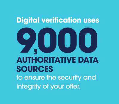 Digital verification uses 9,000 authoritative data sources to ensure the security and integrity of your offer.