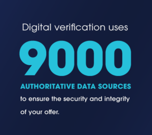 Digital verification uses 9.000 authoritative data sources to ensure the security and integrity of your offer.