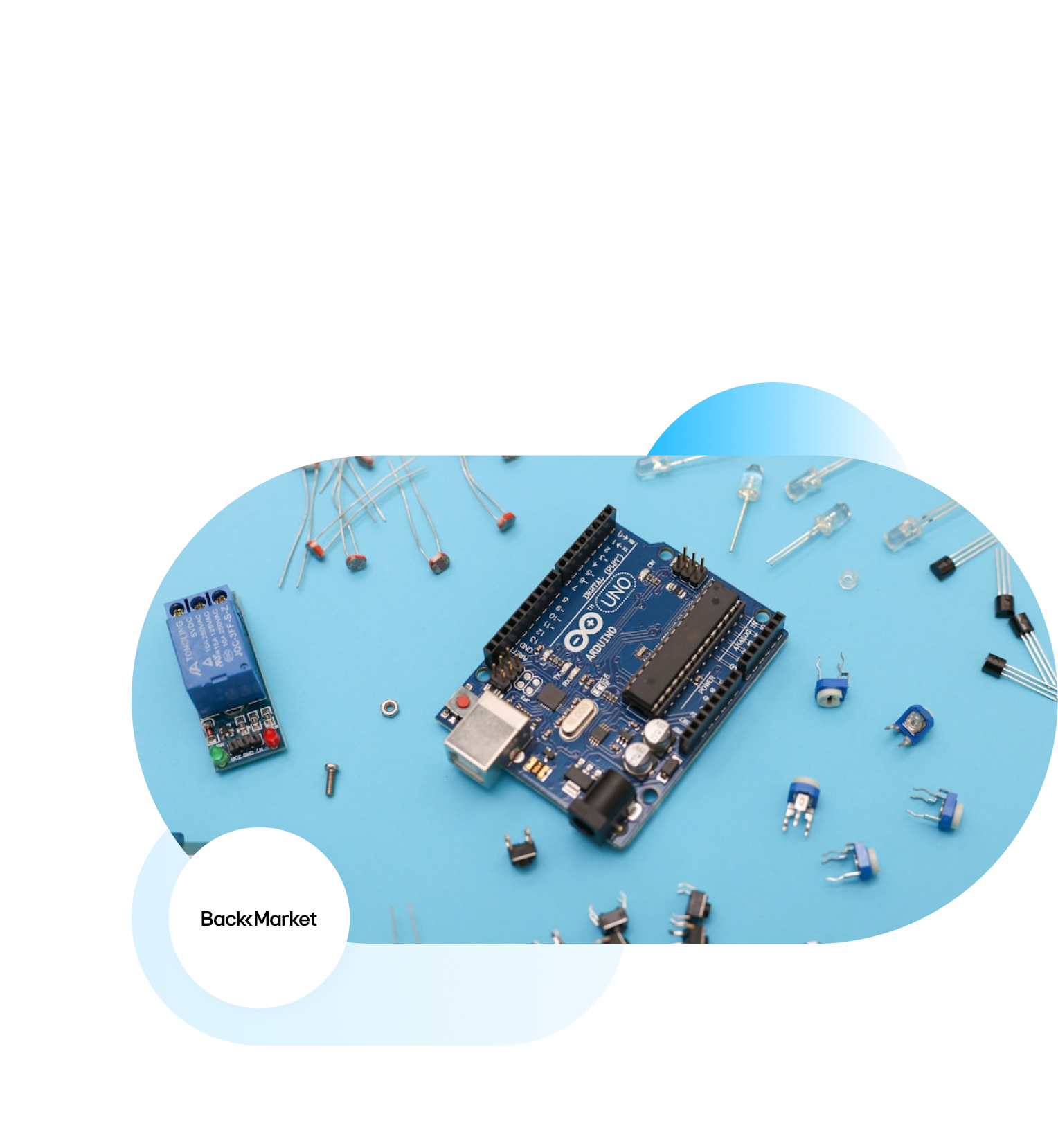 Back Market branded image of deconstructed electronic device.