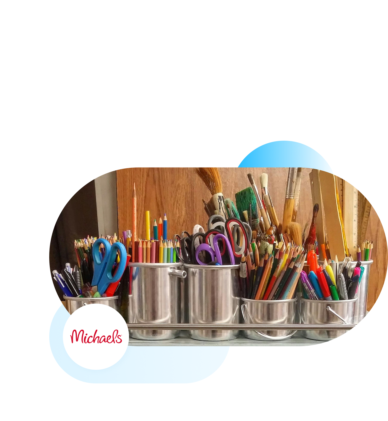 Michaels branded image of art supplies.