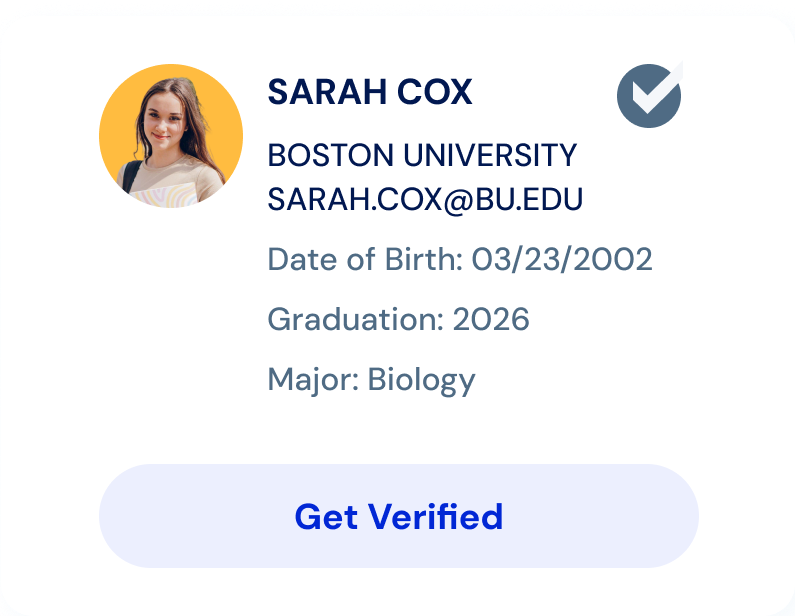 Example verification page for students.