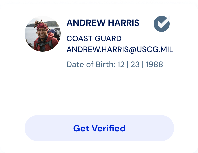 Example verification page for military.