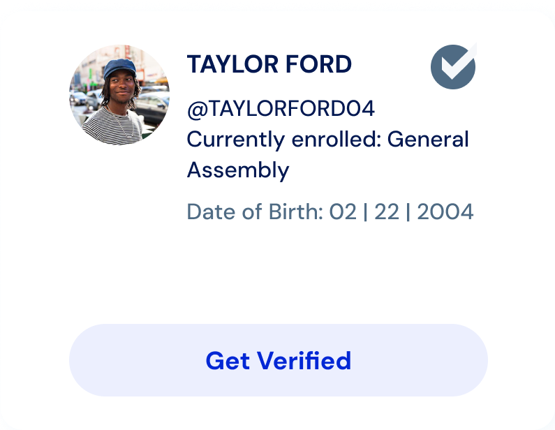 Example verification page for young adult.