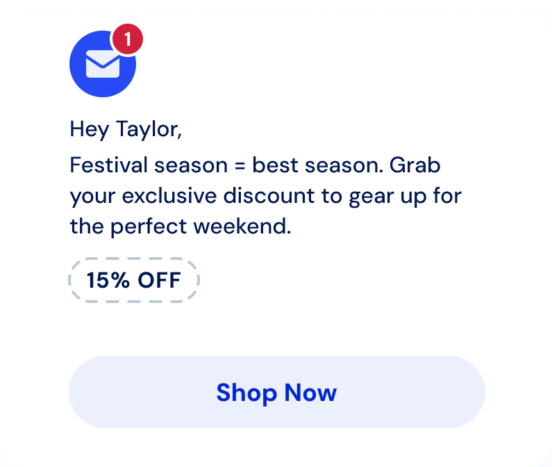 Festival season promotion email for young adults.