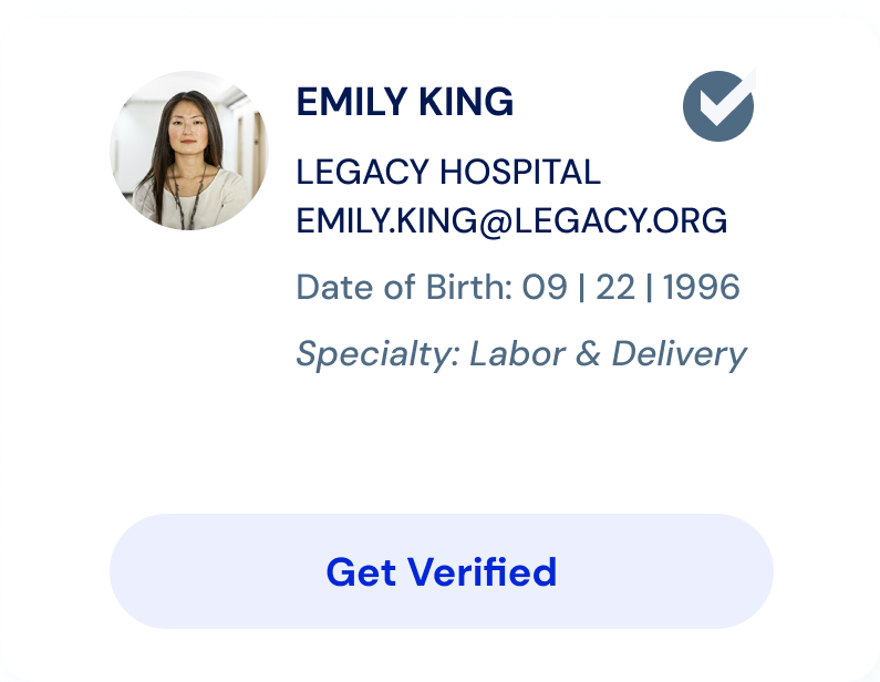 Example verification page for healthcare worker.