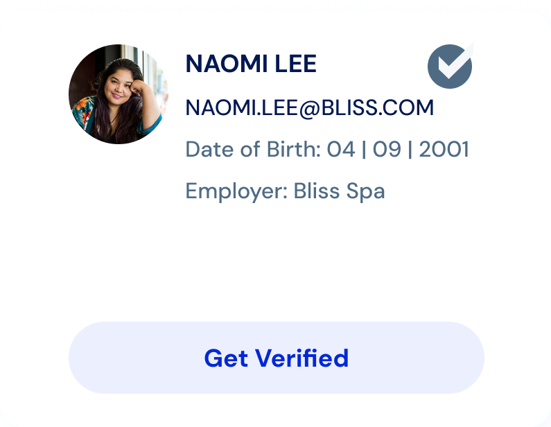 Example verification page for esthetician.