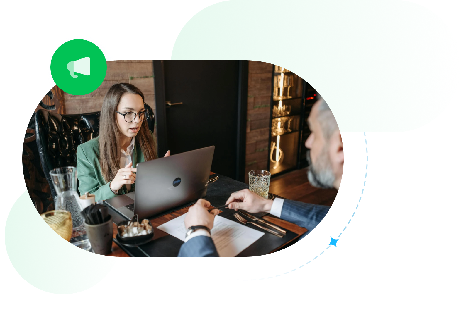 Corporate professionals sitting at desk.