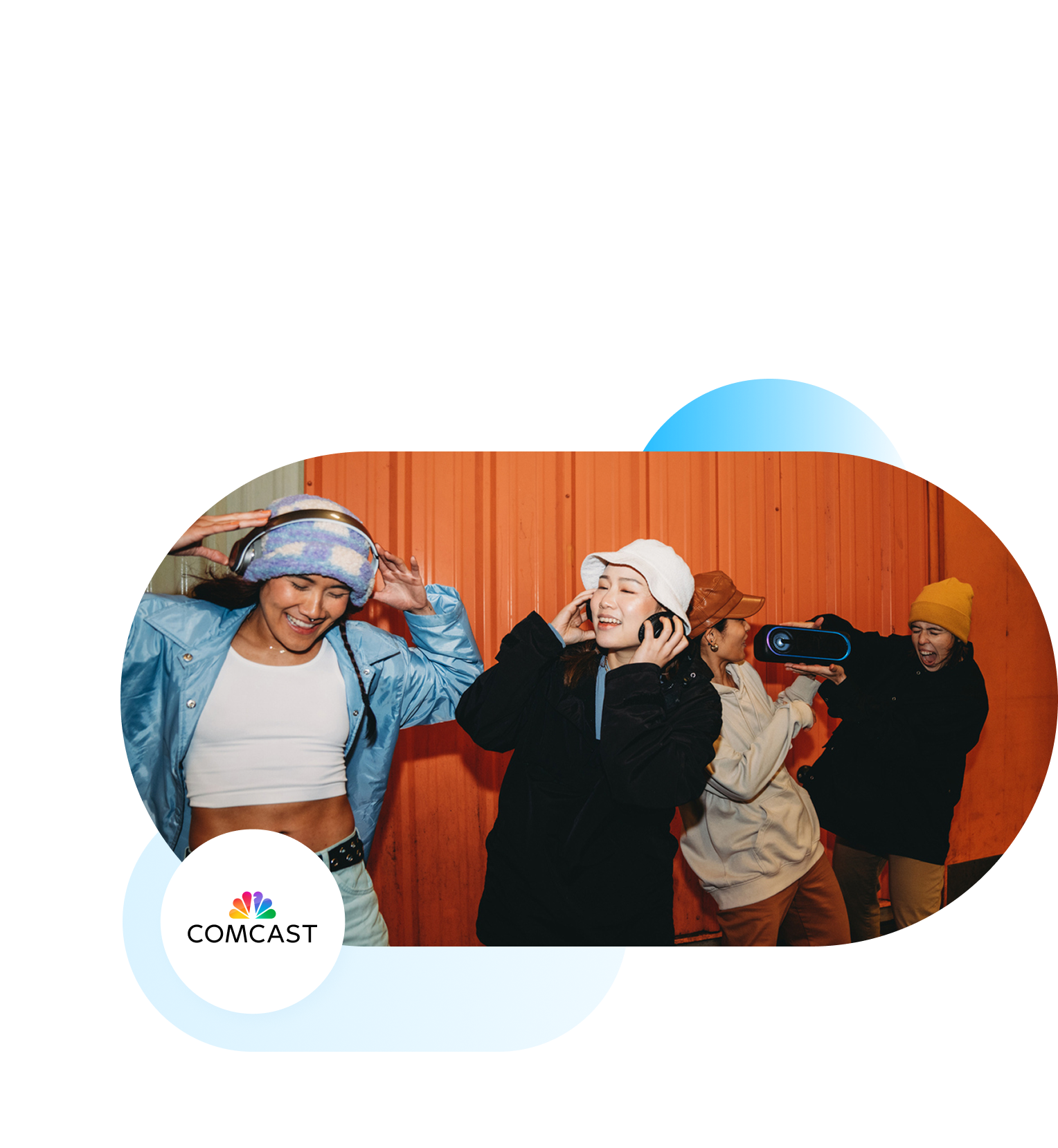 Comcast branded image of Gen Z adolescents dancing.