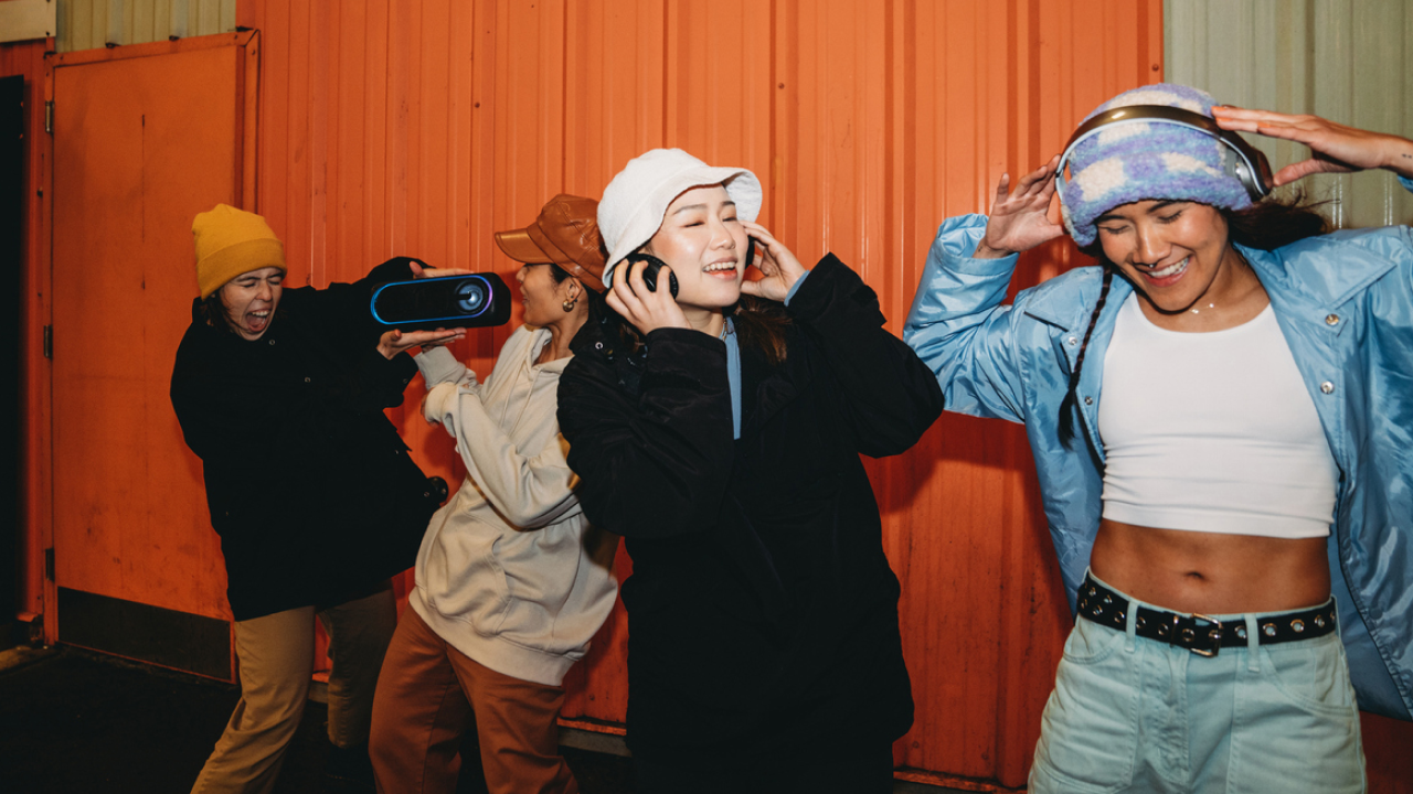 Students listening to music and dancing.