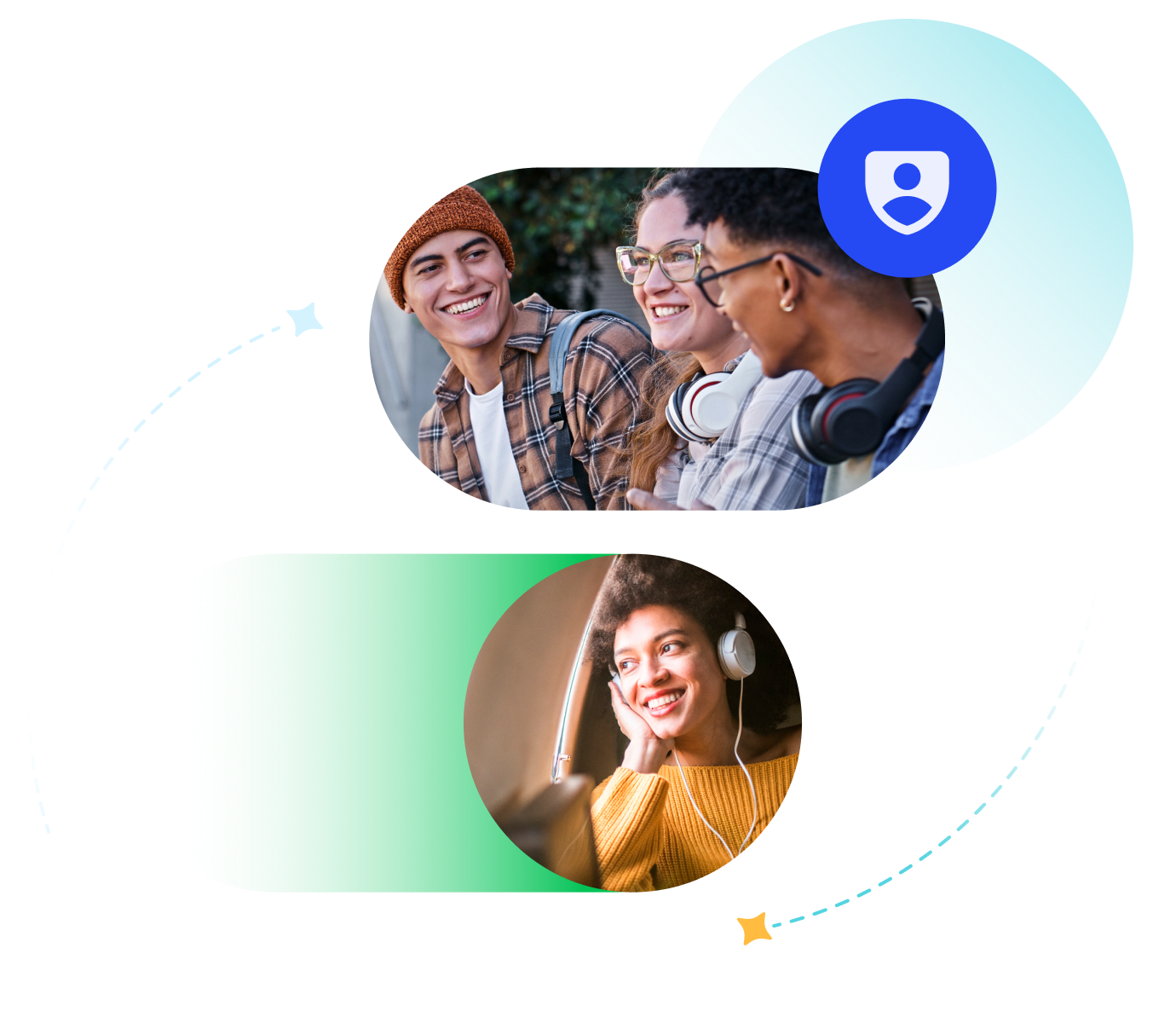 Composite image of students smiling.