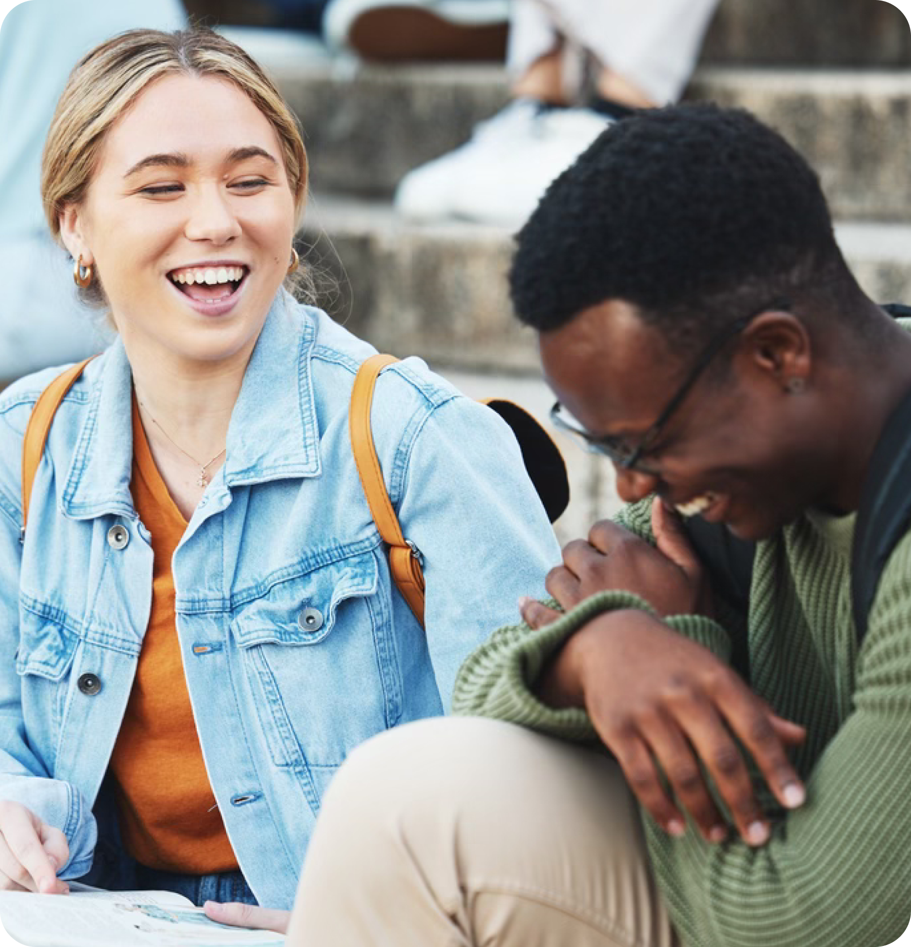 Friends laughing together.