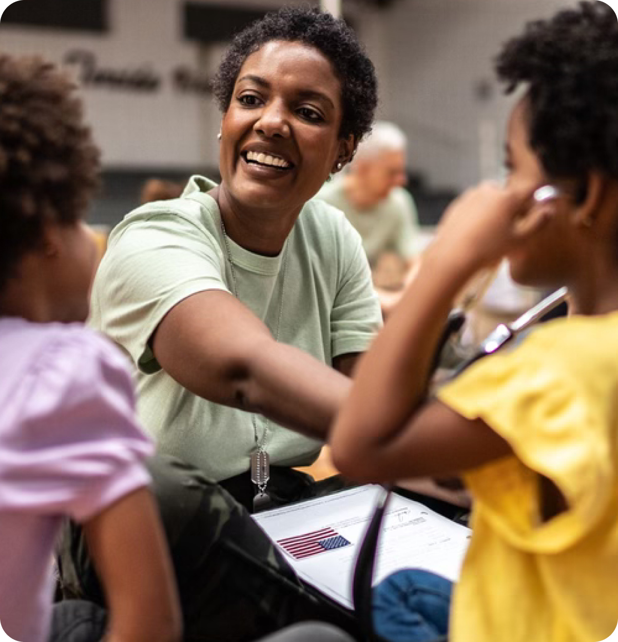 Military service member smiling.