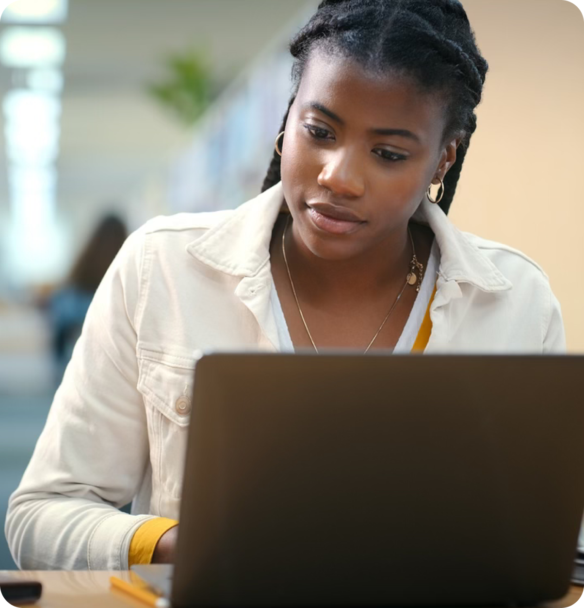 Woman on her laptop.