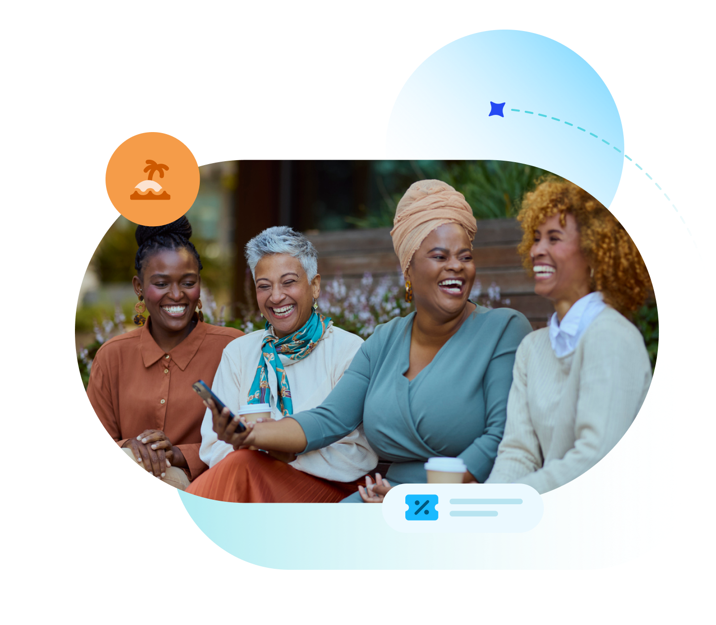 Travel and hospitality icon over seniors.