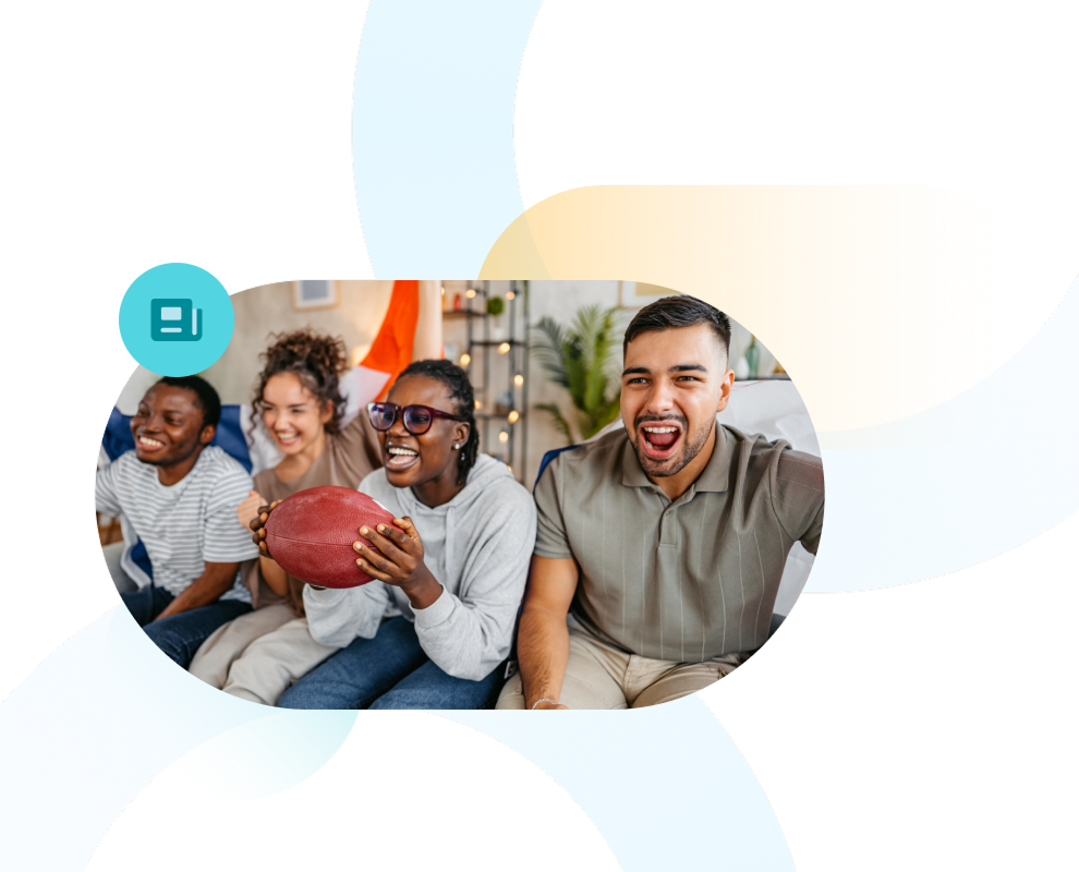 Group of friends watching football together.