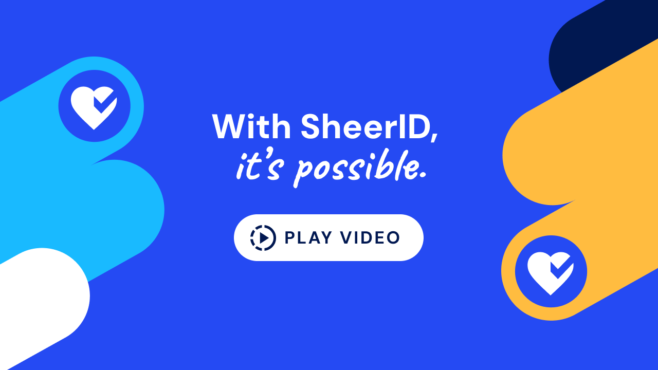 Blue and yellow graphic with a play button titled 